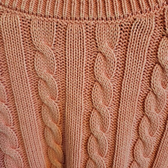 Aerie Woman Size XL Pink Cable Knit Cropped Sweater Cotton Casual  Long Sleeve - Picture 4 of 9